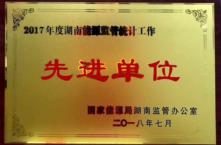 2017年度湖南能源监管统计工作先进单位